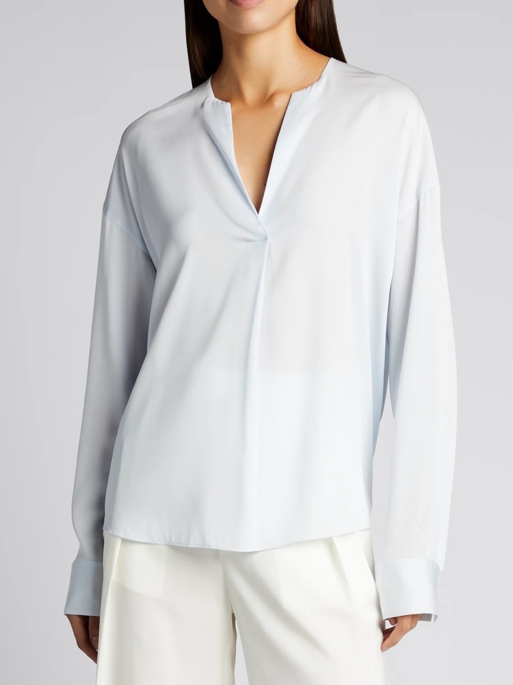 Vince. Light Blue V-Neck Long Sleeve Top